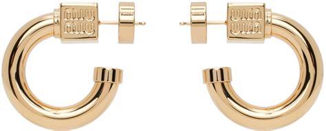 miu miu 5ajn30 earrings|Gold Metal Earrings .